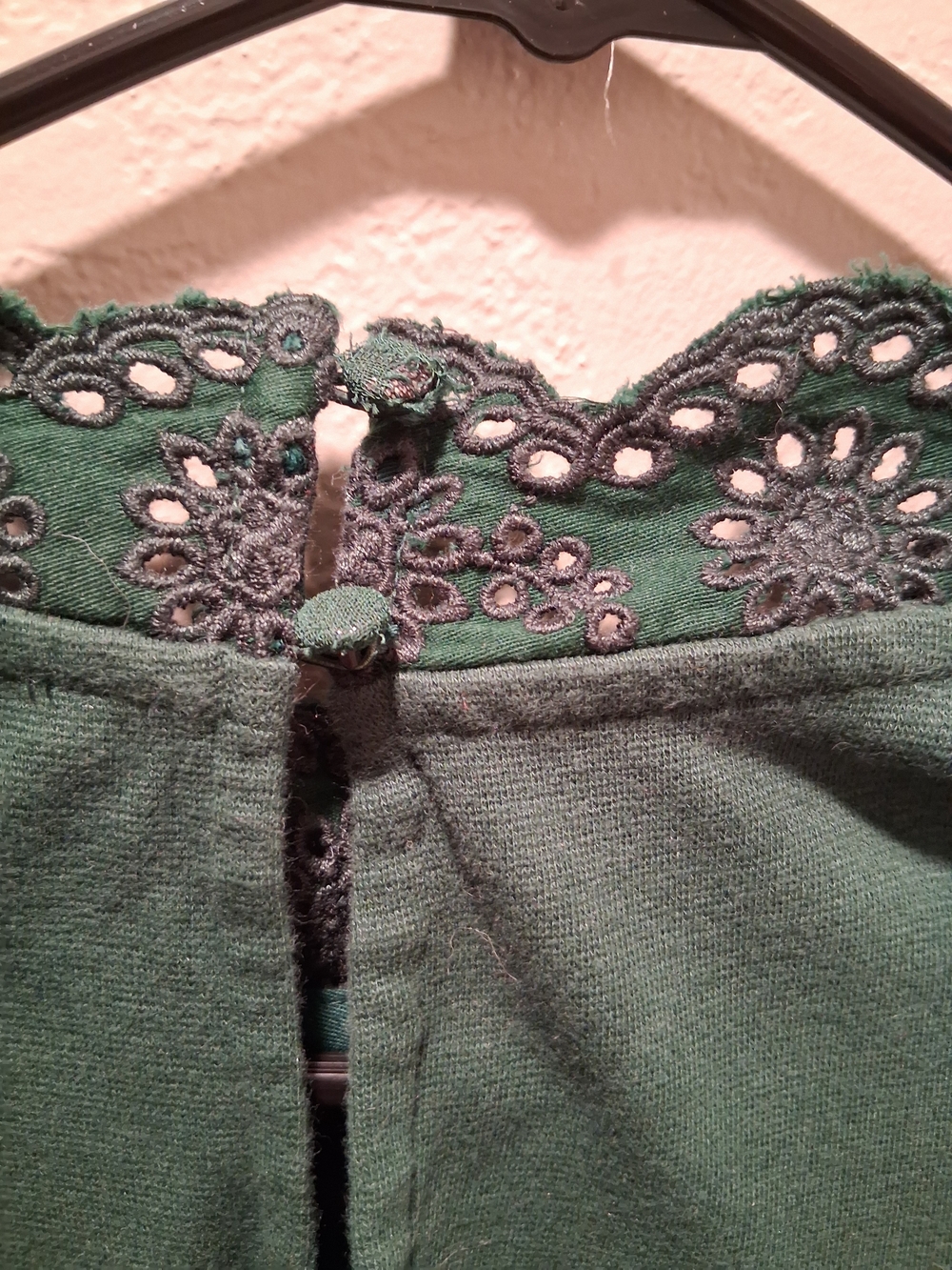 Free People Emerald Green Crochet Lace Long-Sleeve Blouse - Picture 4 of 4